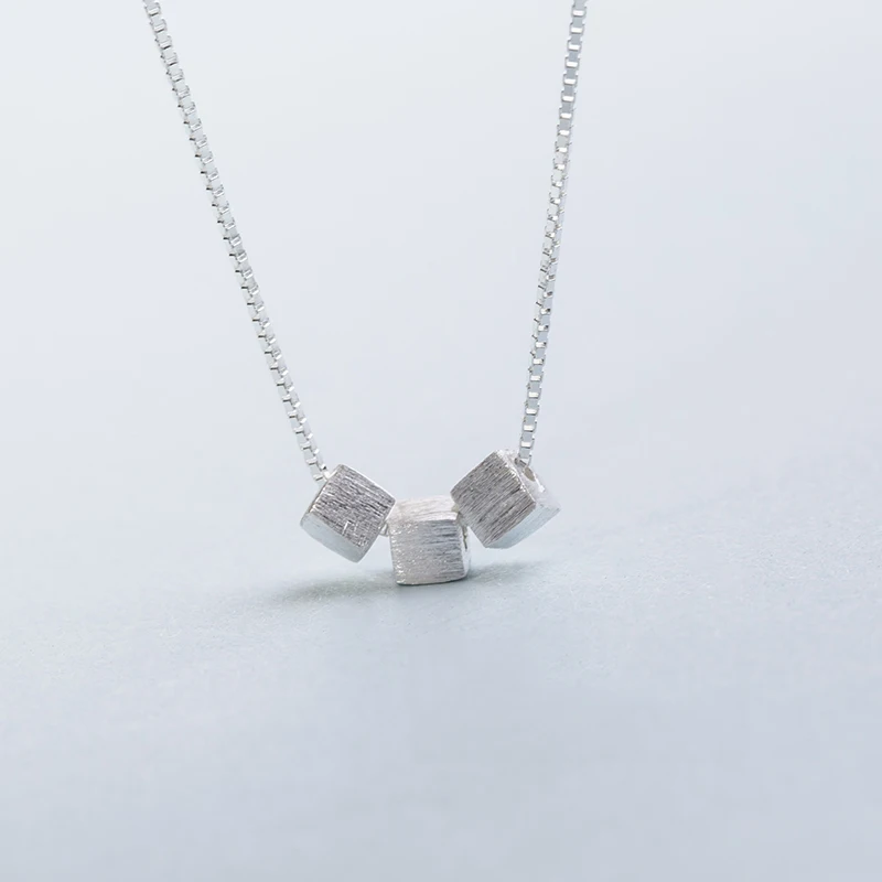Silver Color Jewelry Simple Scrub Square Sterling Choker Necklaces &amp Pendants For Women VNS8005 | Украшения и аксессуары