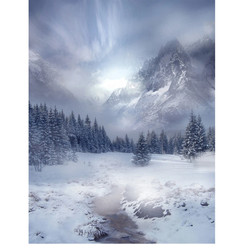 

Серый фон для фотосъемки с изображением Снежной Горы и неба сосновые Деревья красивые зимние Декорации для детской свадебной фотосъемки