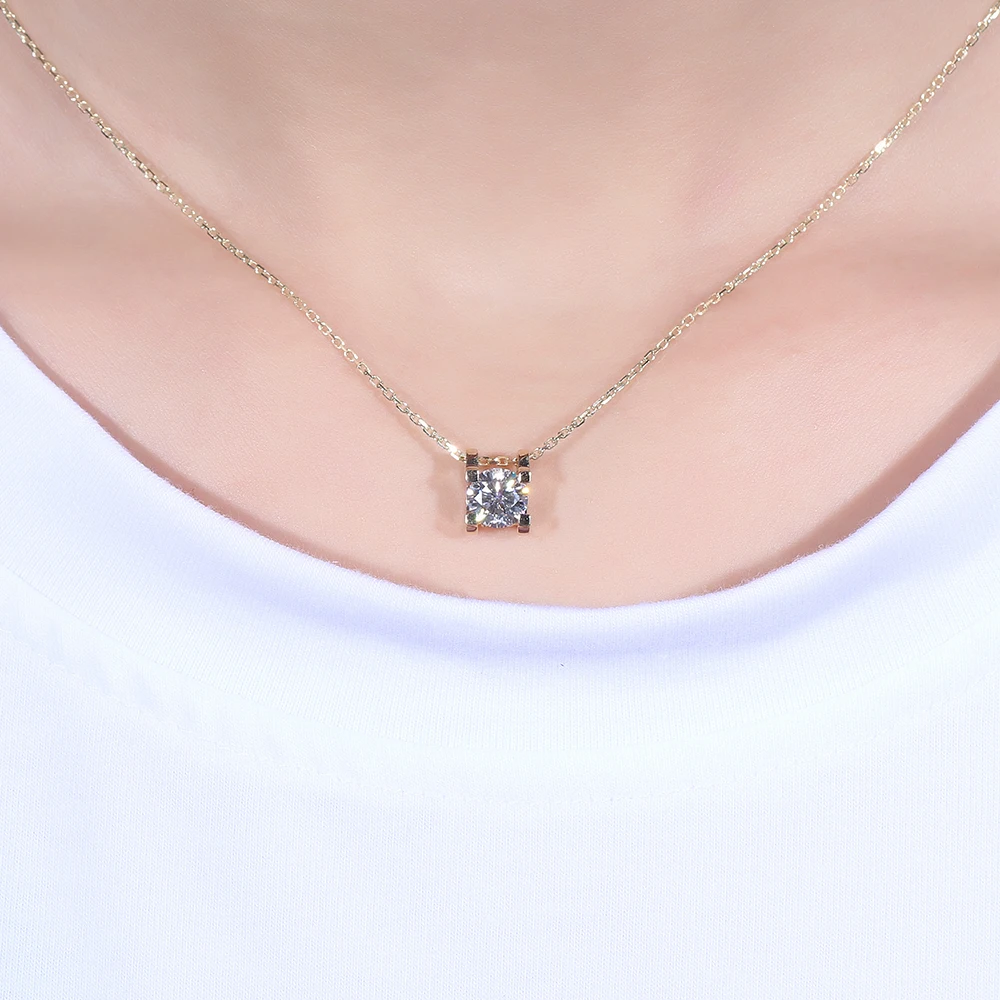 Ожерелье DovEggs из желтого золота 585 к 1 карат 6 5 мм|gold diamond pendant|diamond pendant goldpendant gold |