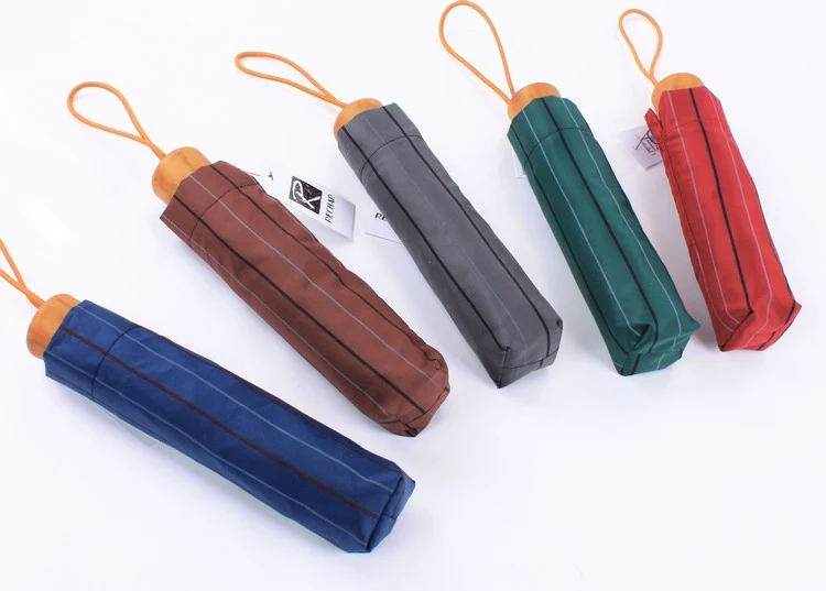 Новинка 2017 Имитация деревянной ручки полоски девять фанеры три сложения зонт