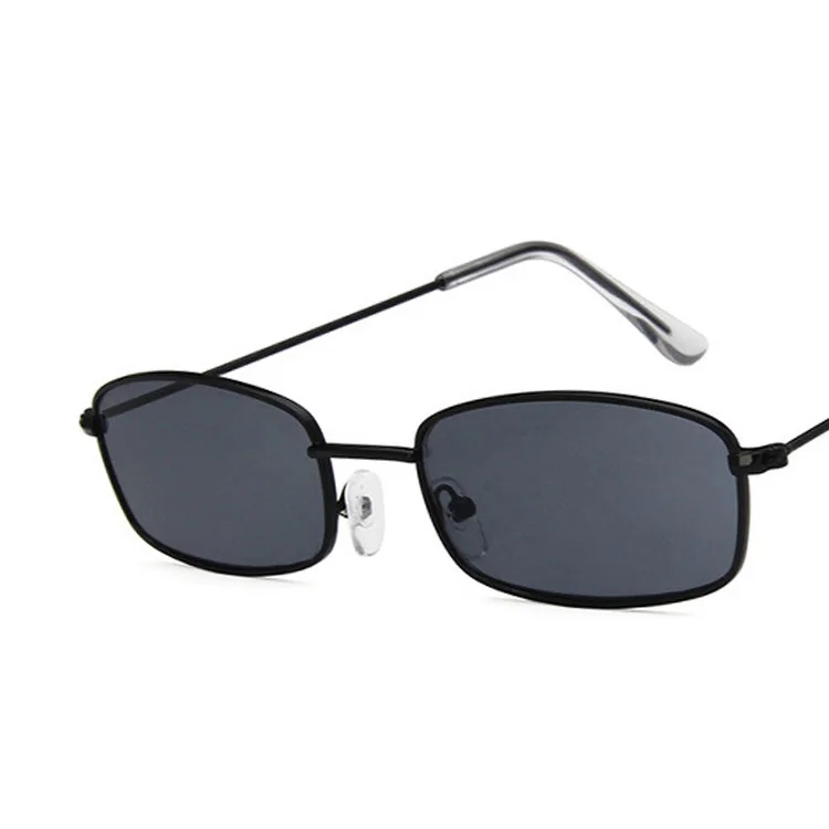 c7black black HAPTRON, маленькие прямоугольные солнцезащитные очки для мужчин и женщин, Ретро стиль, металлическая оправа, желтый, красный цвет, винтажные крошечные женские солнцезащитные очки, UV400 - Цвет линз: c7black black