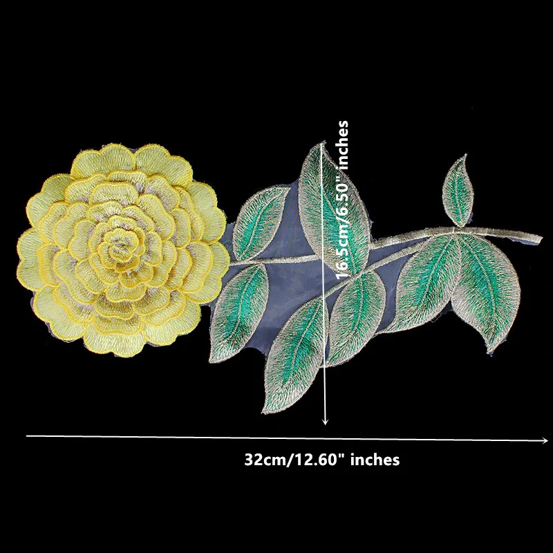 10 шт. золотистые металлические кружевные патч корд с 3d желтой вышивкой