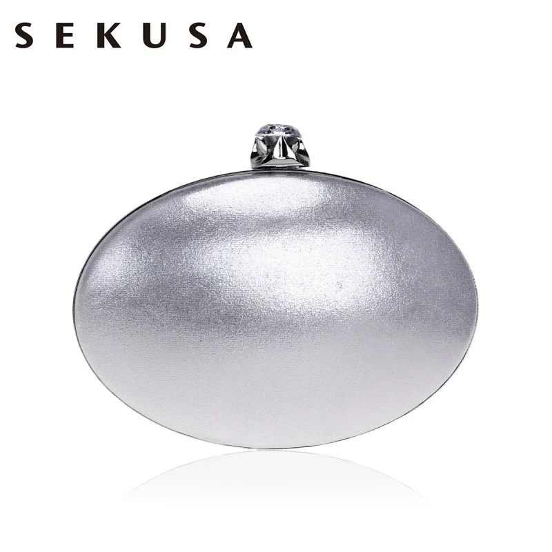 

SEKUSA New Design Egg Shaped Women Day Clutches Chain Shoulder Rhinestones Lady Wedding Party Evening Bags Mixed Color Wallets