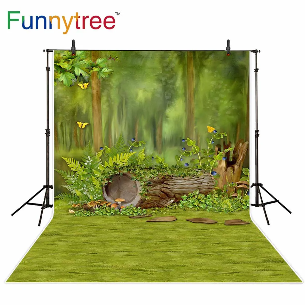 Funnytree backgrounds for photography studio spring forest plant butterfly bokeh wood professional backdrop photobooth printed |
