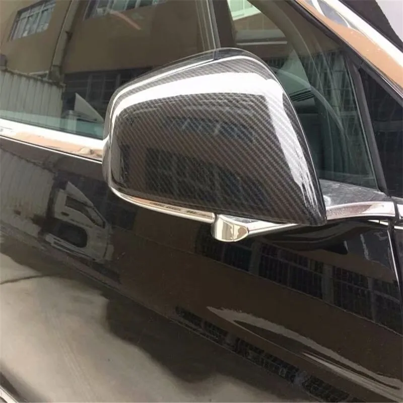 

WELKINRY car cover for Tesla Model X 2015 2016 2017 2018 carbon fiber pattern side wing fender rear-view door mirror cap trim