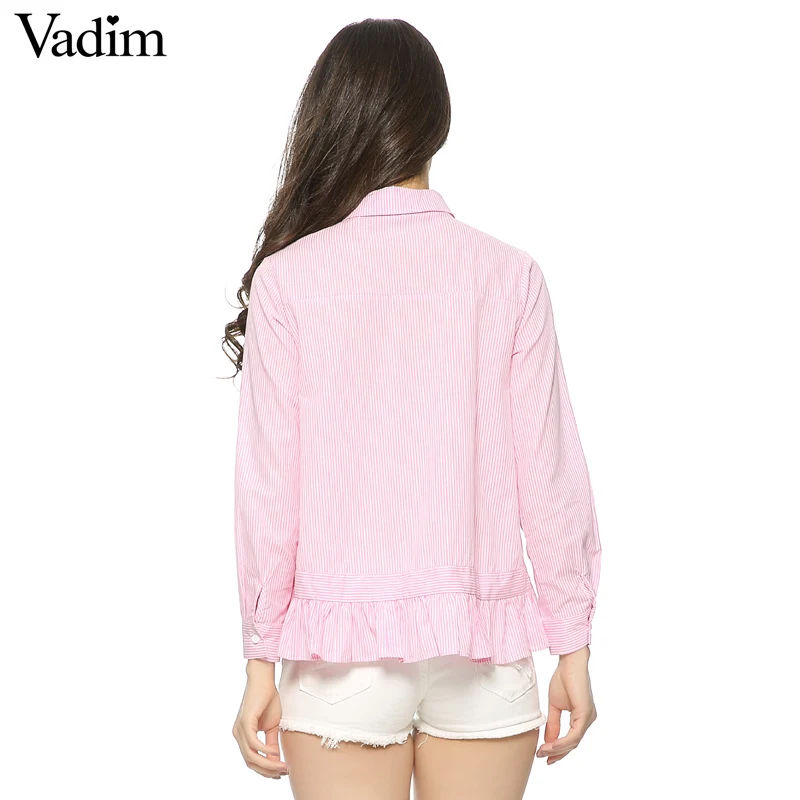 Женская рубашка в полоску длинная хлопковая с длинным рукавом и отложным