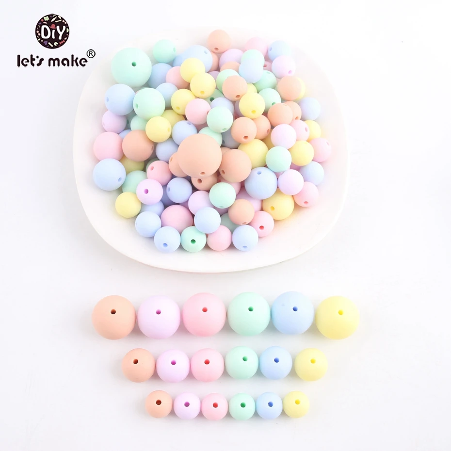 Let's make Baby Teether 200 шт силиконовый жевательный бисер конфетного цвета набор ожерелье без БФА силиконовый детский душ подарок силиконовый Прорезыватель