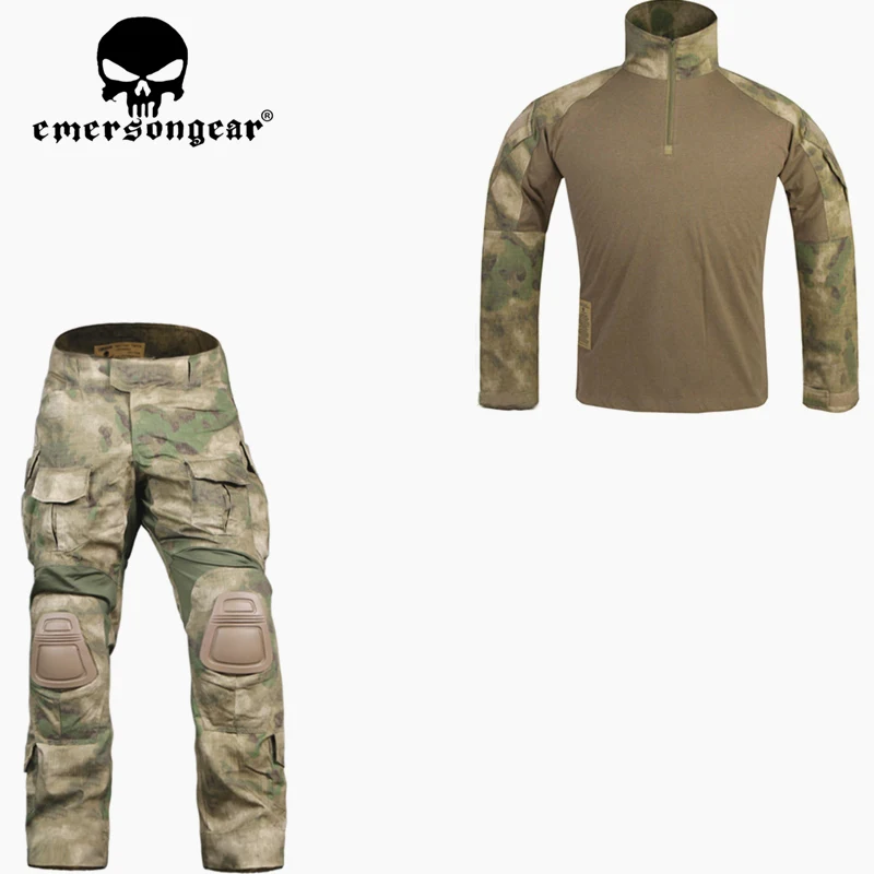 Shirt Pants SET Военная Униформа охотничьи брюки с наколенниками рубашка с камуфляжем Мультикам камуфляж emerson брюки G3 мужские костюмы ATFG охотничьи Вечерние - Цвет: Shirt Pants SET