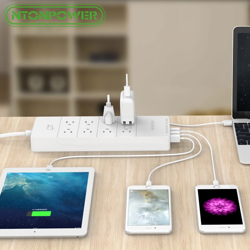 NTON POWER HPC штепсельная вилка стандарта США USB розетка ETL, указанная с переключателем перегрузкизащитой от перенапряжения 8AC розетка 5 портов 2.... (art.: 7a12c5ca7) - 7a12c5ca7
