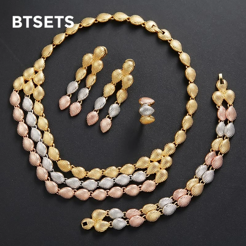 BTSETS Turkish Jewellery Set For Women Big Nigerian Wedding Necklace African Beads Jewelry Vintage Costume Sets | Украшения и