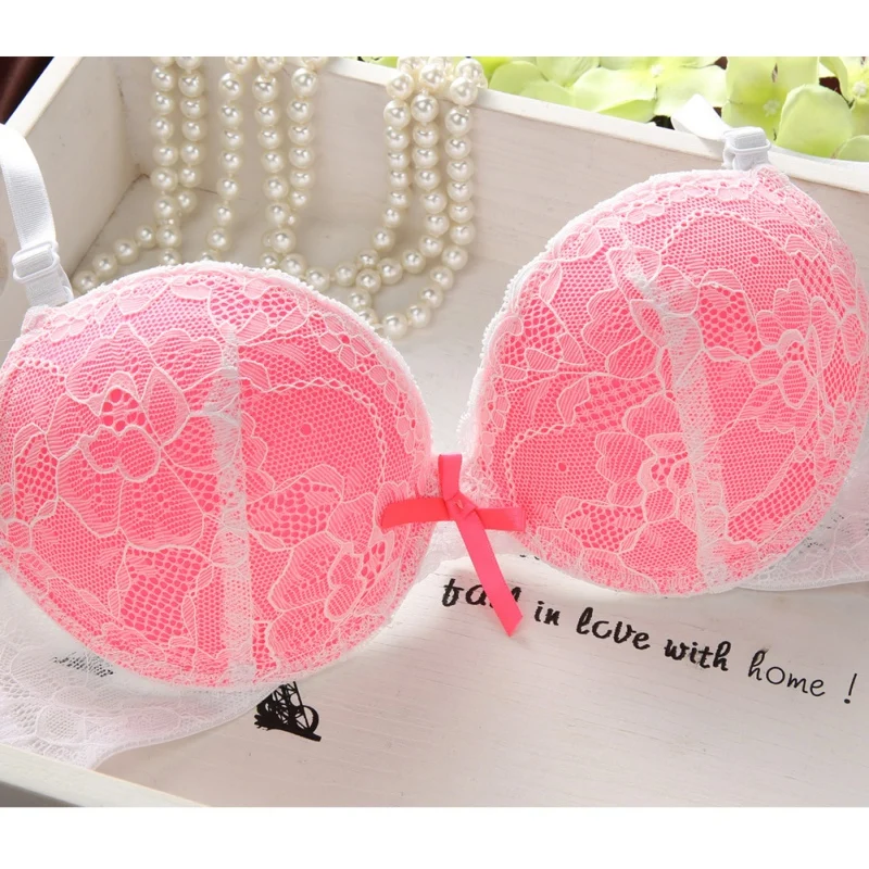 Комплект женского кружевного нижнего белья с чашками пуш ап|push-up padded bra|set lacelace