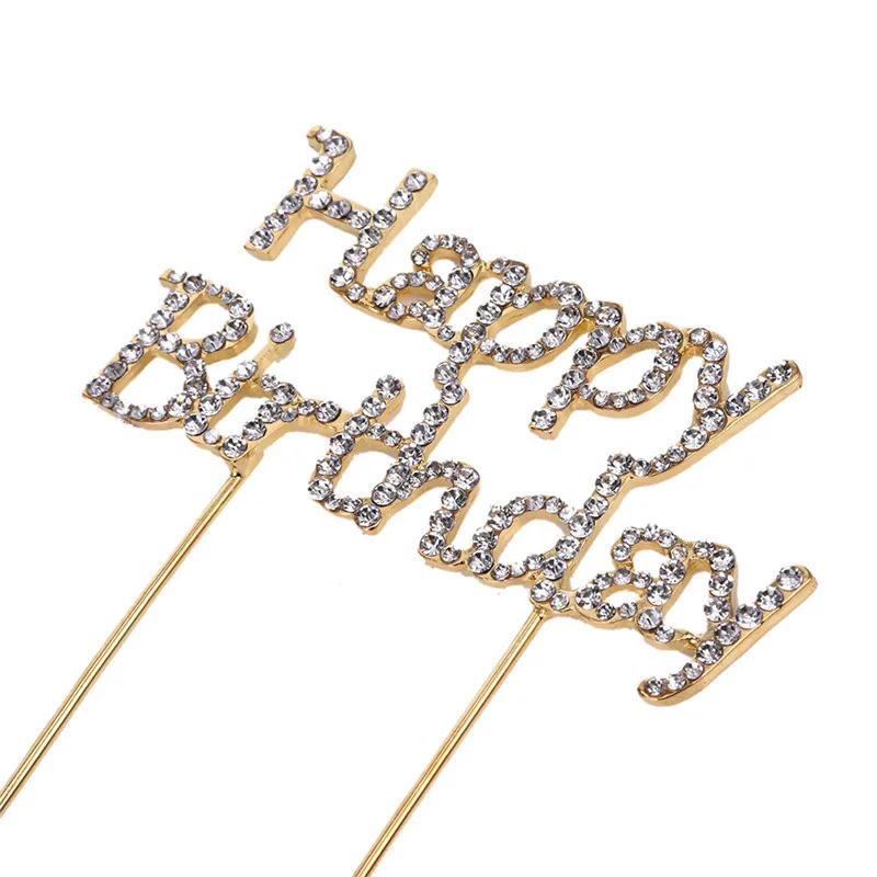 Хрустальные стразы Блестящий Блеск &quotс днем рождения&quot торт Топпер годовщина