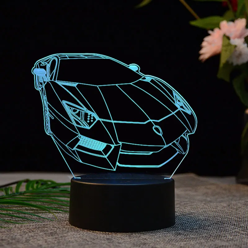 3 Автомобильный 3D светильник креативный 3D светодиодный ночник s Новинка Иллюзия ночник 3D иллюзия настольная лампа для дома декоративный светильник - Испускаемый цвет: 3