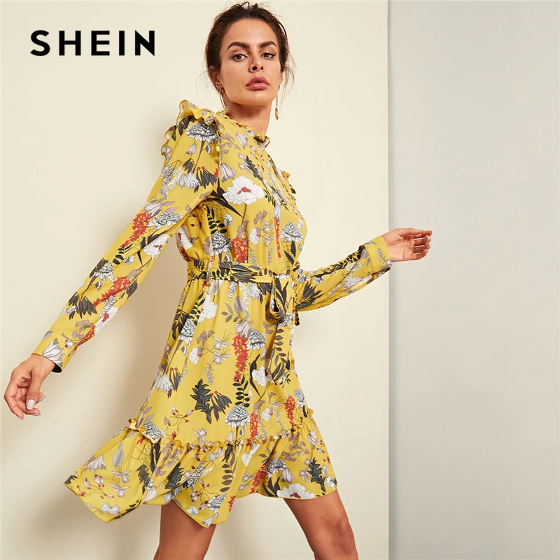 WXT 2018 цветочный Амарилло оборкой vestido elegante рюшами con vestidos de las mujeres vacaciones alta ci |