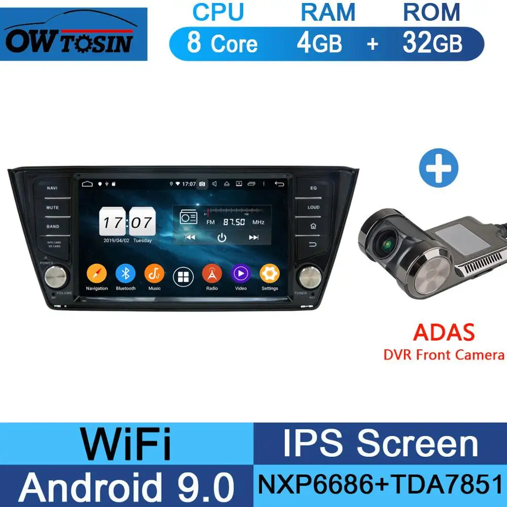 32G Adas Camera 1920*1080 " ips Восьмиядерный 4 Гб+ 64 ГБ Android 9,0 автомобильный dvd-плеер для Skoda Fabia Радио Стерео gps CarPlay Parrot BT - Цвет: 32G Adas Camera