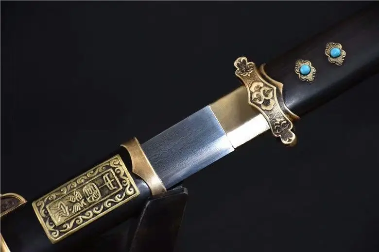 Китайский Han jian меч черная позолота Высокая марганцевая сталь острое лезвие