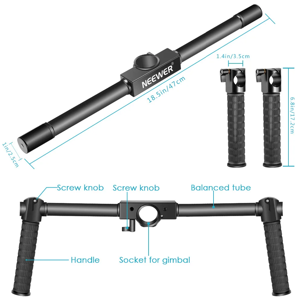 Neewer Dual Handheld Grip for Neewer Crane/Crane M/Zhiyun/Crane M 3-Axis Stabilizer 1.5 feet/46.5 cm Camera Gimbal enlarge