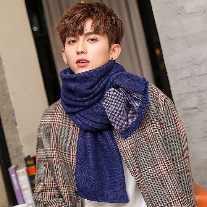 Newest 50cm*200cm Men Fashion Design Scarves Men Winter Wool Knitted Cashmere Scarf Couple's High Quality Thick Warm Long Scarf