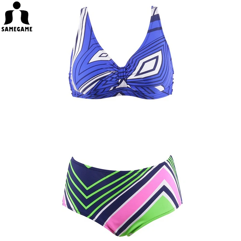 SAMEGAME 2019 Newest Patchwork Bikini Set Women Cartoon Swimwear Girl Sexy Swimsuits Summer Plus Size Bathing Suits Beach Wear |