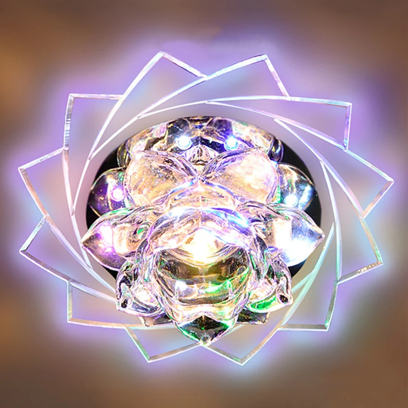 5 Вт светодиодный Кристалл Потолочные светильники цветок лотоса на застежке для