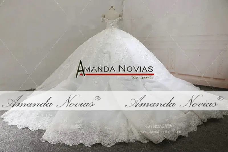 Vestido de noiva praia с открытыми плечами кружева аппликация из цветов бальное платье Пышное свадебное платье