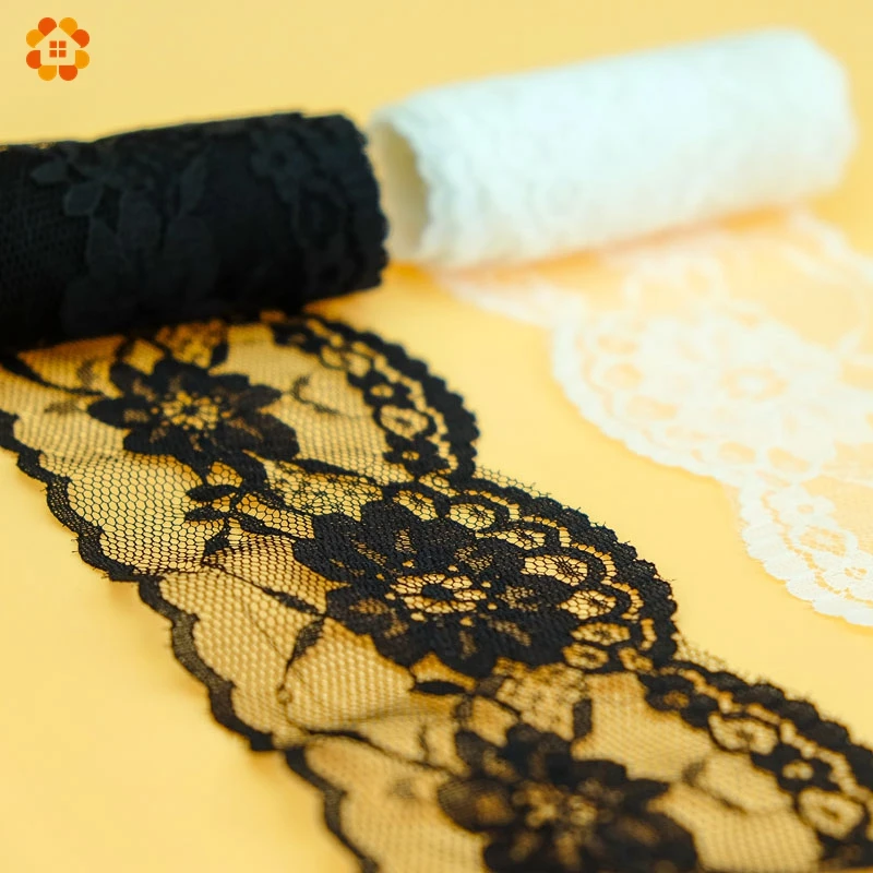 20 ярдов DIY вышитая сетчатая кружевная ткань черно белая новая продажа лента