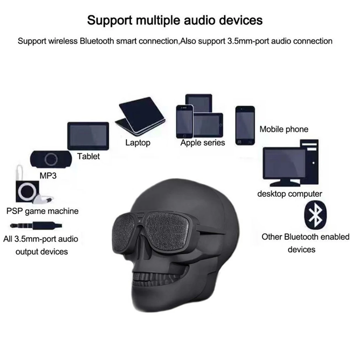 JRGK портативная bluetooth колонка Беспроводная в форме черепа мобильный сабвуфер