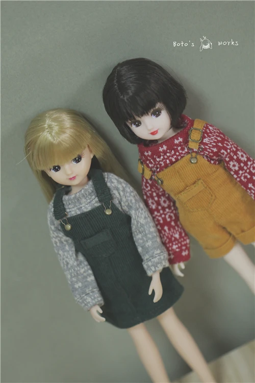 Милое вельветовое платье на бретелях 5 цветов для BJD 1/8 1/6 1/4 кукольная одежда CW82