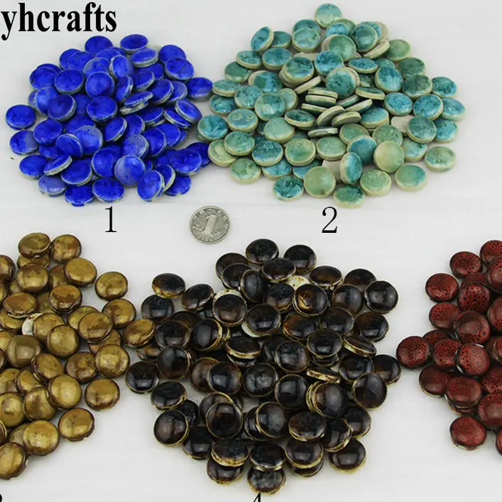 

500gram/Lot 2cm colorful ceramic round Mosaic tile Scramble tiles Porcelain mosaic Craft material Adult DIY Arts and crafts OEM