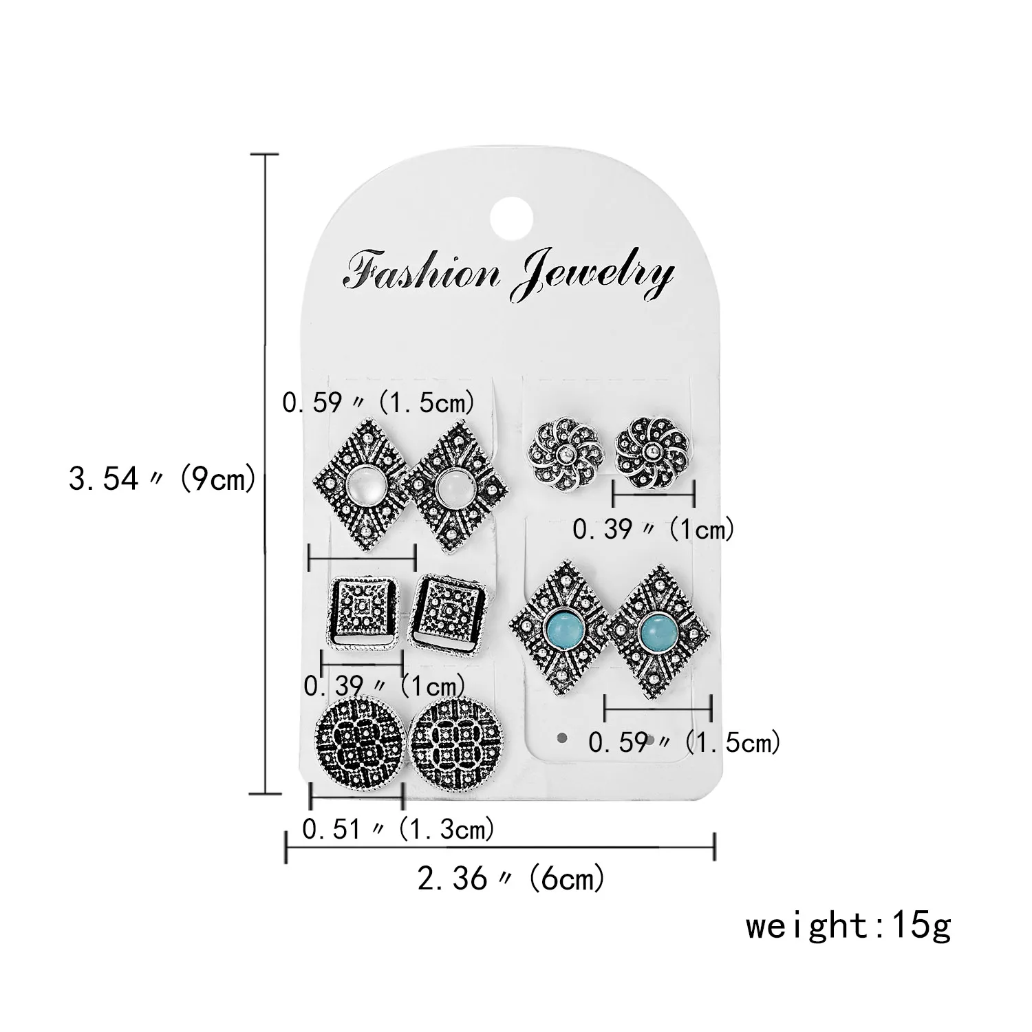 5pairs hollow flower Винтажный геометрический Комплект сережек для женщин и девочек, серьги в форме капли с крестом, Лунная бусина, камень, цветок, серьги в стиле бохо, подарок для женщин - Окраска металла: 5pairs hollow flower