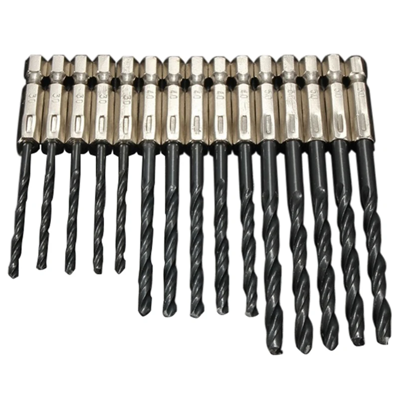 

Top quality 15 pcs High Speed Steel Titanium Coated Drill Bits Set 3 4 5 mm Hex Shank