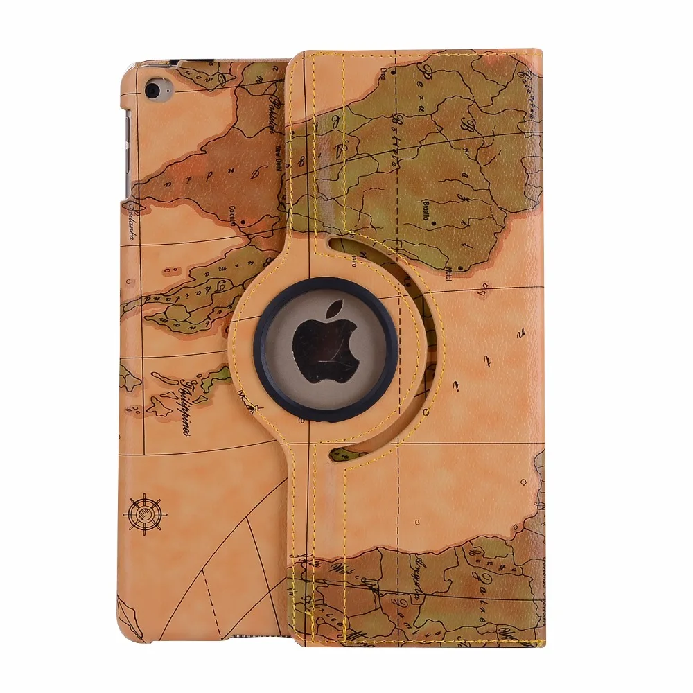 360 Вращающийся Кожаный смарт-чехол с картой мира для Apple, iPad 9,7 Air 1 2 5 6 5th 6th A1822 поколения Coque Funda