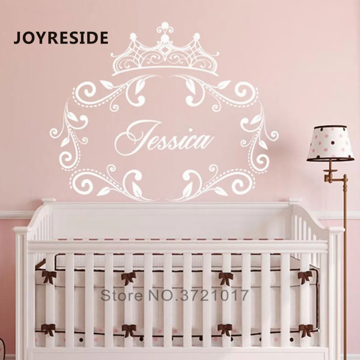 Персонализированная Наклейка на стену с именем Принцесса Корона девушки Комнаты