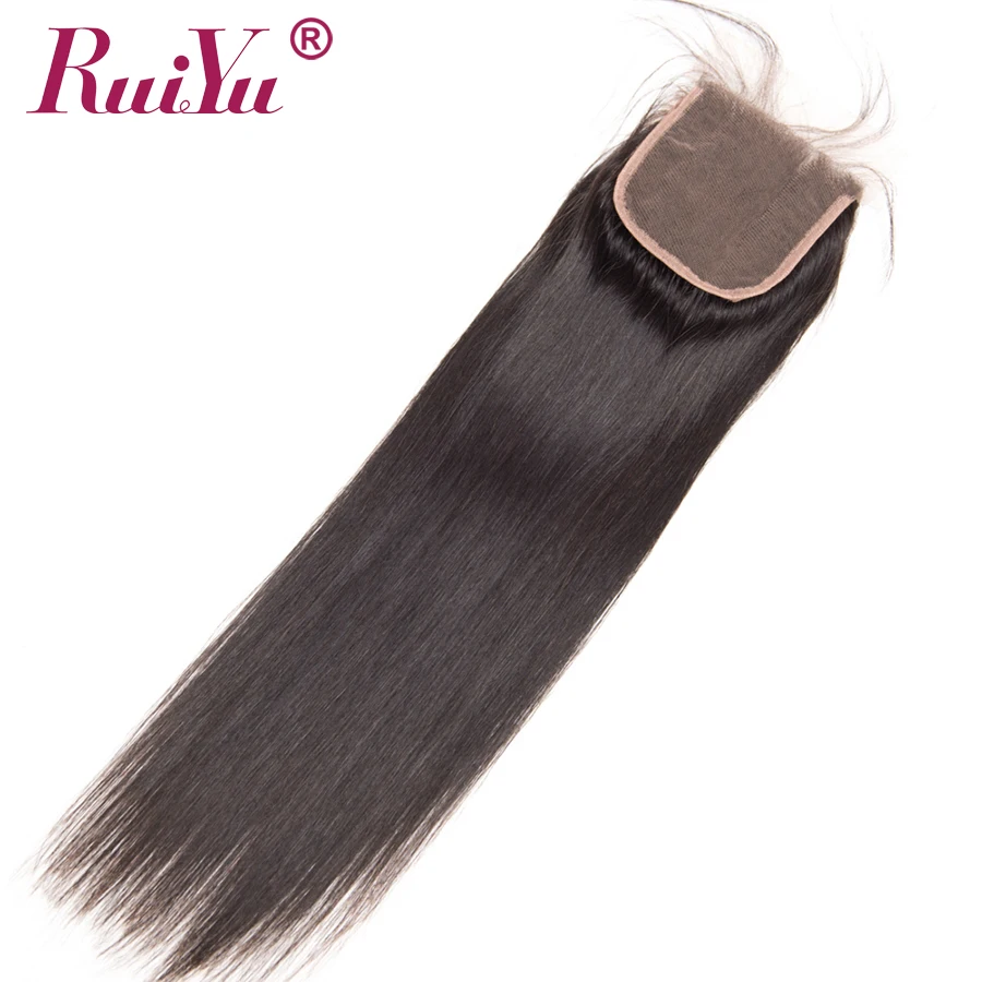 RUIYU волосы перуанские Кружева Закрытие прямые человеческие с Детские Волосы 4