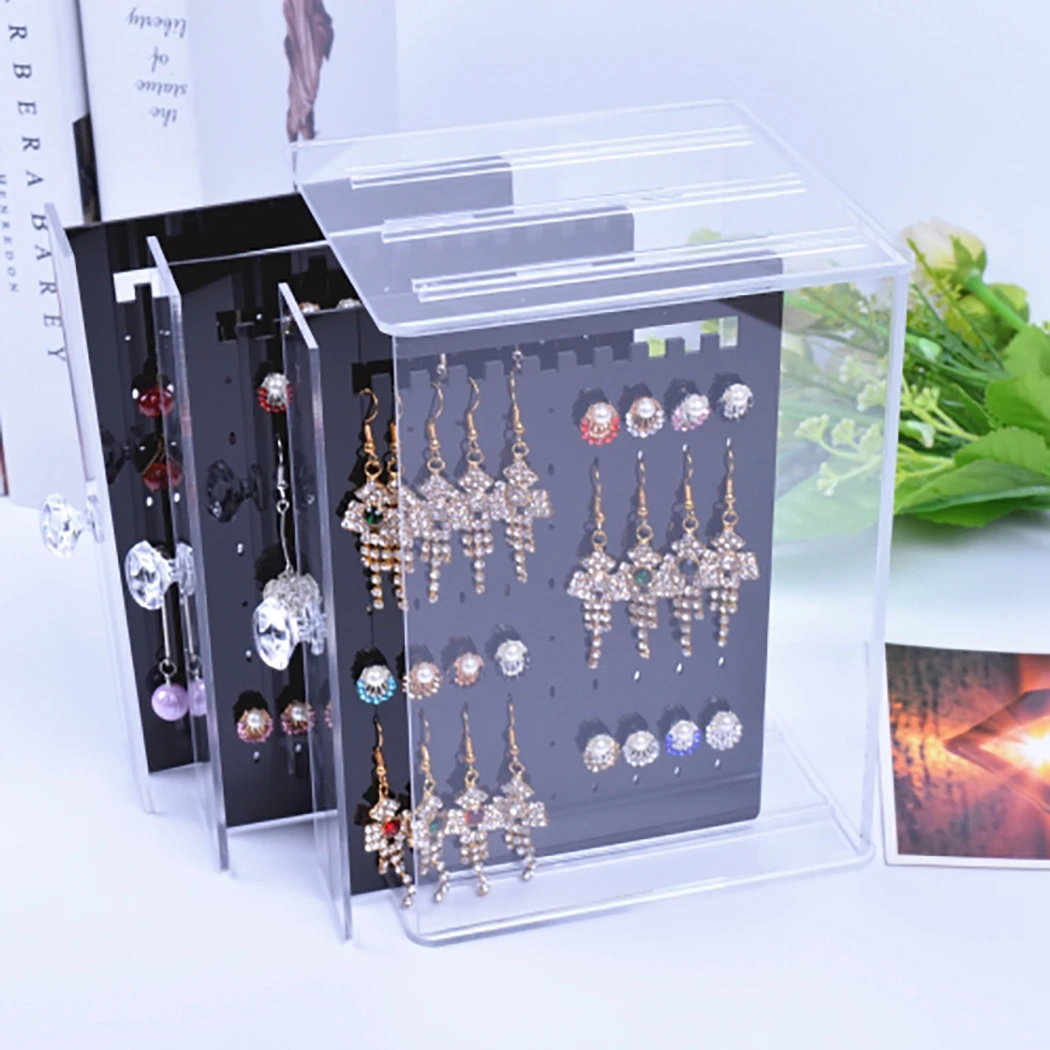 New Fashion Acrylic Jewelry Display Holds Up Earrings Ear Stud Holder Transparent Organizer Earring Showcase Stand Box | Украшения и