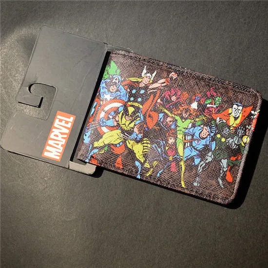 marvel18 Мужской тонкий кожаный бумажник Комиксы DC Marvel Мстители Тор Халк бумажник Spiderman логотип Кредитная Oyster Лицензионная карта кошелек - Цвет: marvel18
