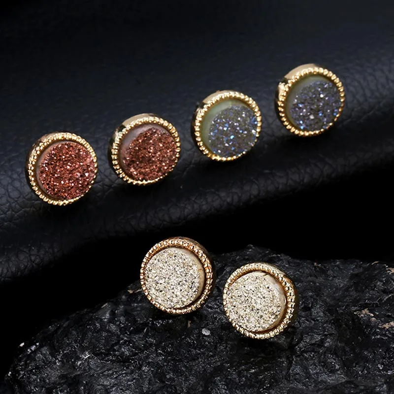 New Fashion Ball Crystal Stud Earring For Women Gold Color Rainbow Rhinestone Drop Shipping | Украшения и аксессуары