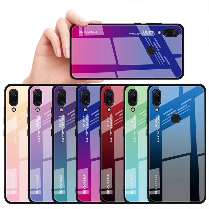 Роскошный чехол для Xiao mi Red Note 5 6 7 Pro 6A закаленное стекло градиентный цвет