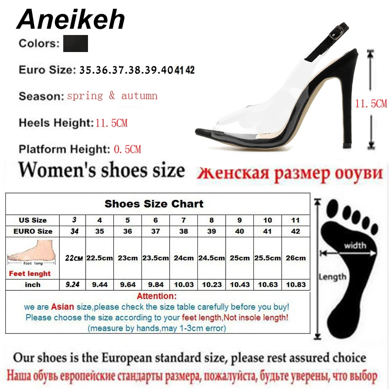 Aneikeh/ г. босоножки на высоком каблуке с ремешком на пятке Летняя женская обувь вечерние туфли с открытым носком сандалии с пряжкой на лодыжке туфли-лодочки размер 42