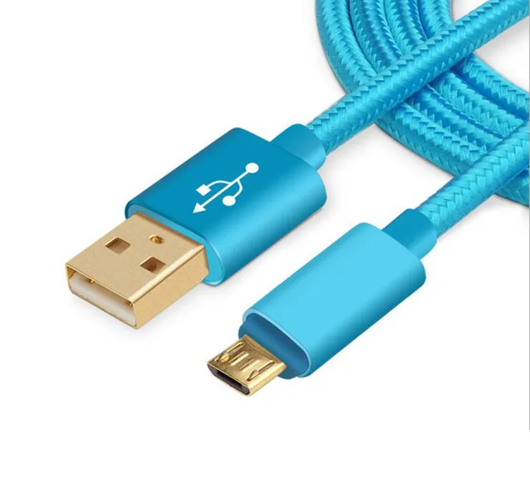 SUPTEC Micro USB кабель позолоченный нейлоновый плетеный кабель 3A Быстрая зарядка USB ЗУ для мобильного телефона кабель для samsung/xiaomi/huawei - Цвет: Blue