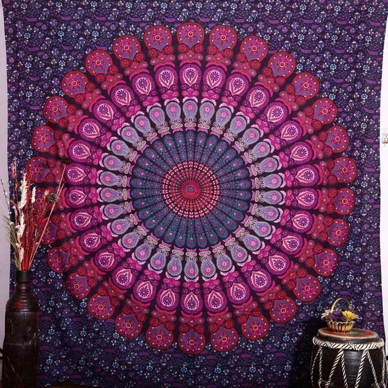 Индийский гобелен настенный Хиппи Слон покрывало &quotмандала&quot Этническое