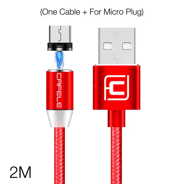 2M Red for Micro Cafele светодиодный светодиодный магнитный usb-кабель для iPhone Micro USB кабель USB C магнитное зарядное устройство нейлон Кабо Для samsung Xiaomi huawei - Цвет: 2M Red for Micro