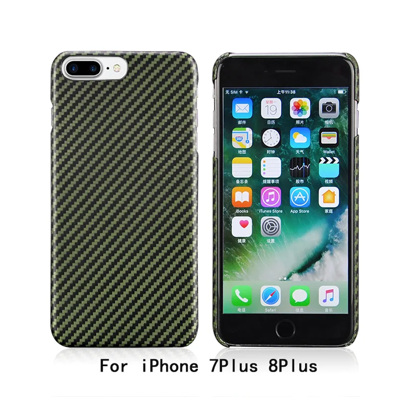 Настоящее арамидное волокно для iPhone 7, 8, 7 Plus, 8 Plus, чехол, ультра тонкий роскошный чехол из арамидного волокна для iPhone 7, 8, 7 Plus, 8 Plus, чехол - Цвет: Green For i7P i8P