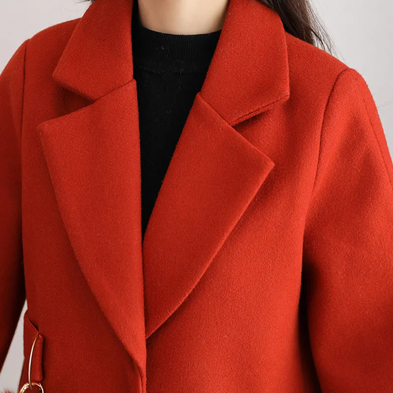 Осенне-зимняя обувь Новые Модные женские длинные шерстяные смешанные куртка