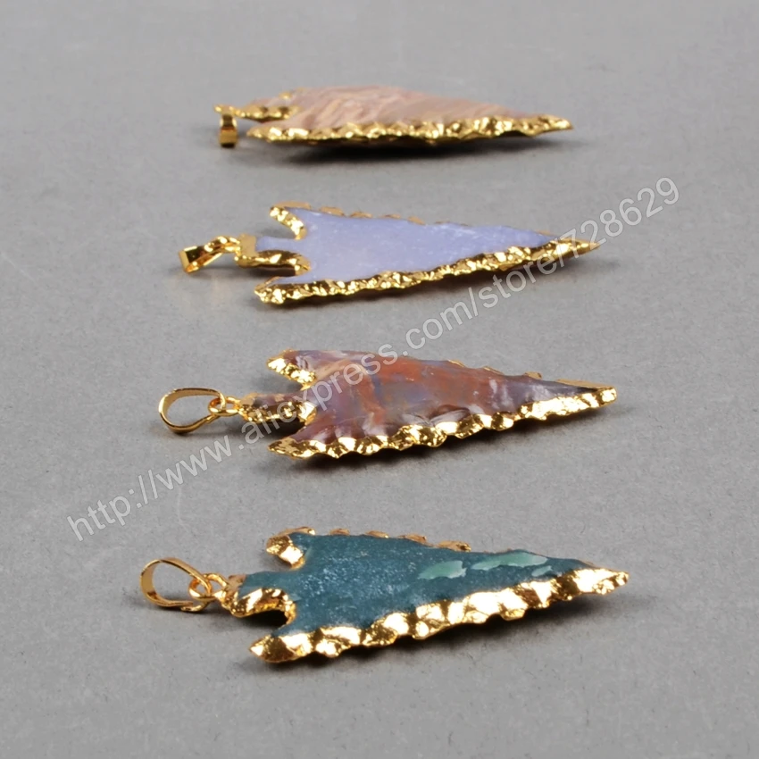 BOROSA 5 шт./лот Золото Цвет грубые натуральные драгоценные камни резной наконечник