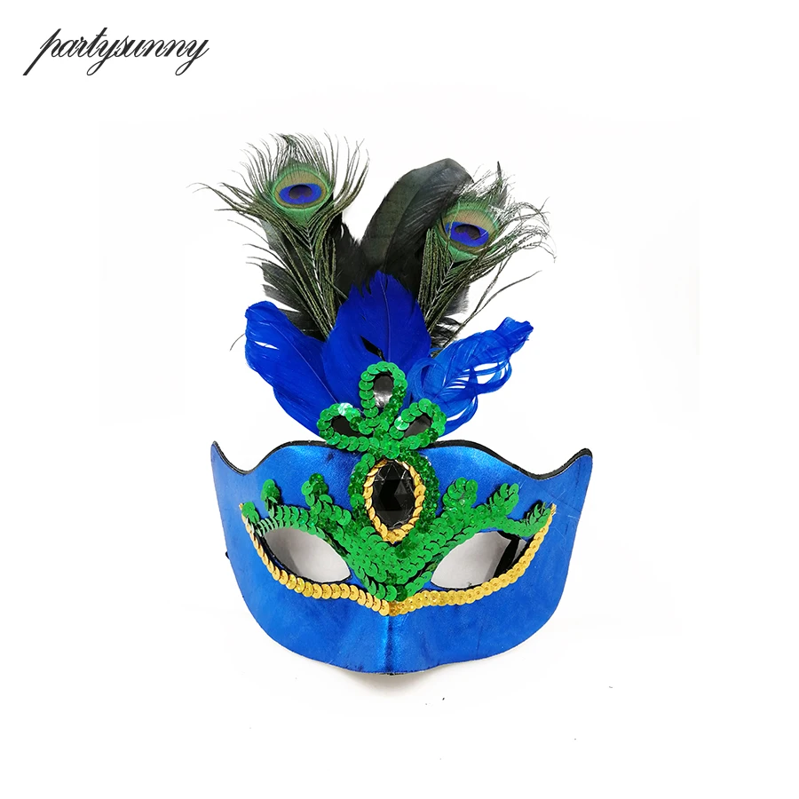 Роскошный Павлин перья половина Уход за кожей лица маска Обувь для девочек