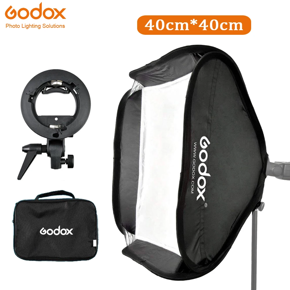 Портативный софтбокс Godox 40x40 см + s образный кронштейн Bowens Крепление Держатель для