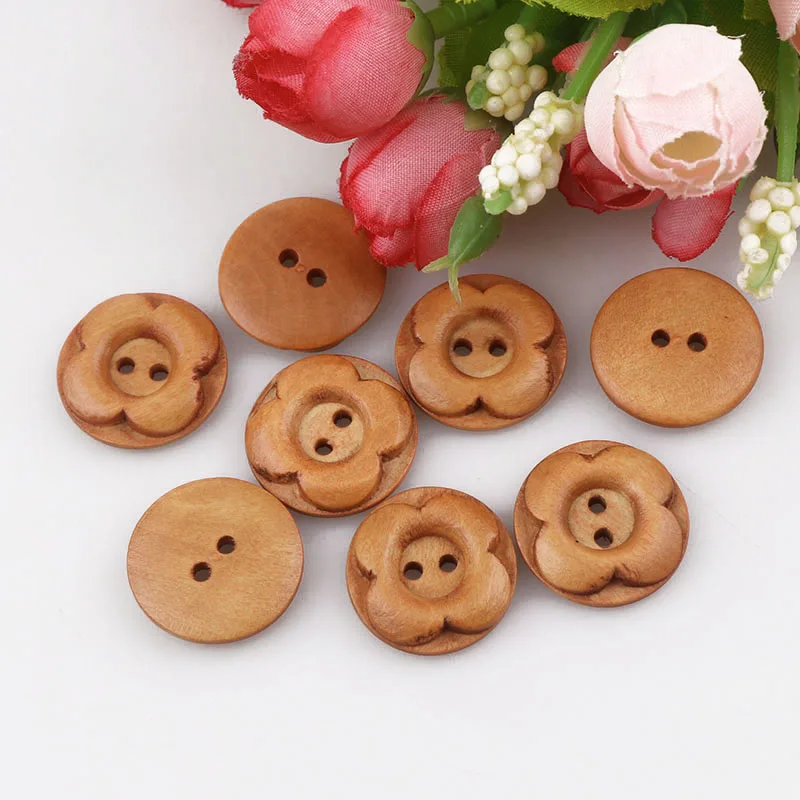 25 шт. Детские пуговицы с двумя отверстиями|flower wood button|wooden buttonssewing buttons |