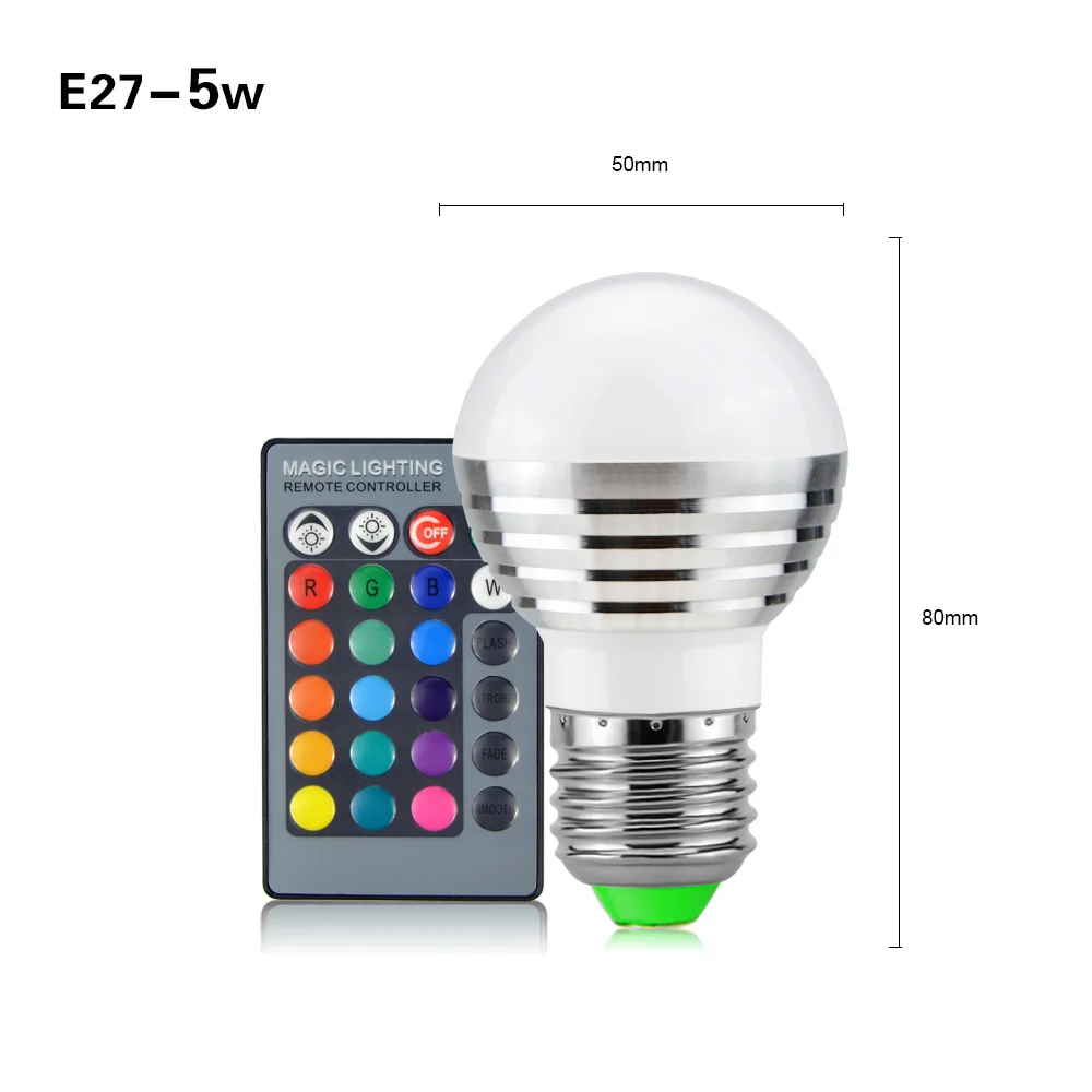 E27 5W E27 E14 Светодиодный светильник 5 Вт 7 Вт RGB 16 цветов сменный светодиодный светильник 110 В 220 В RGB светодиодный светильник Точечный светильник с ИК-пультом дистанционного управления домашний декор - Испускаемый цвет: E27 5W
