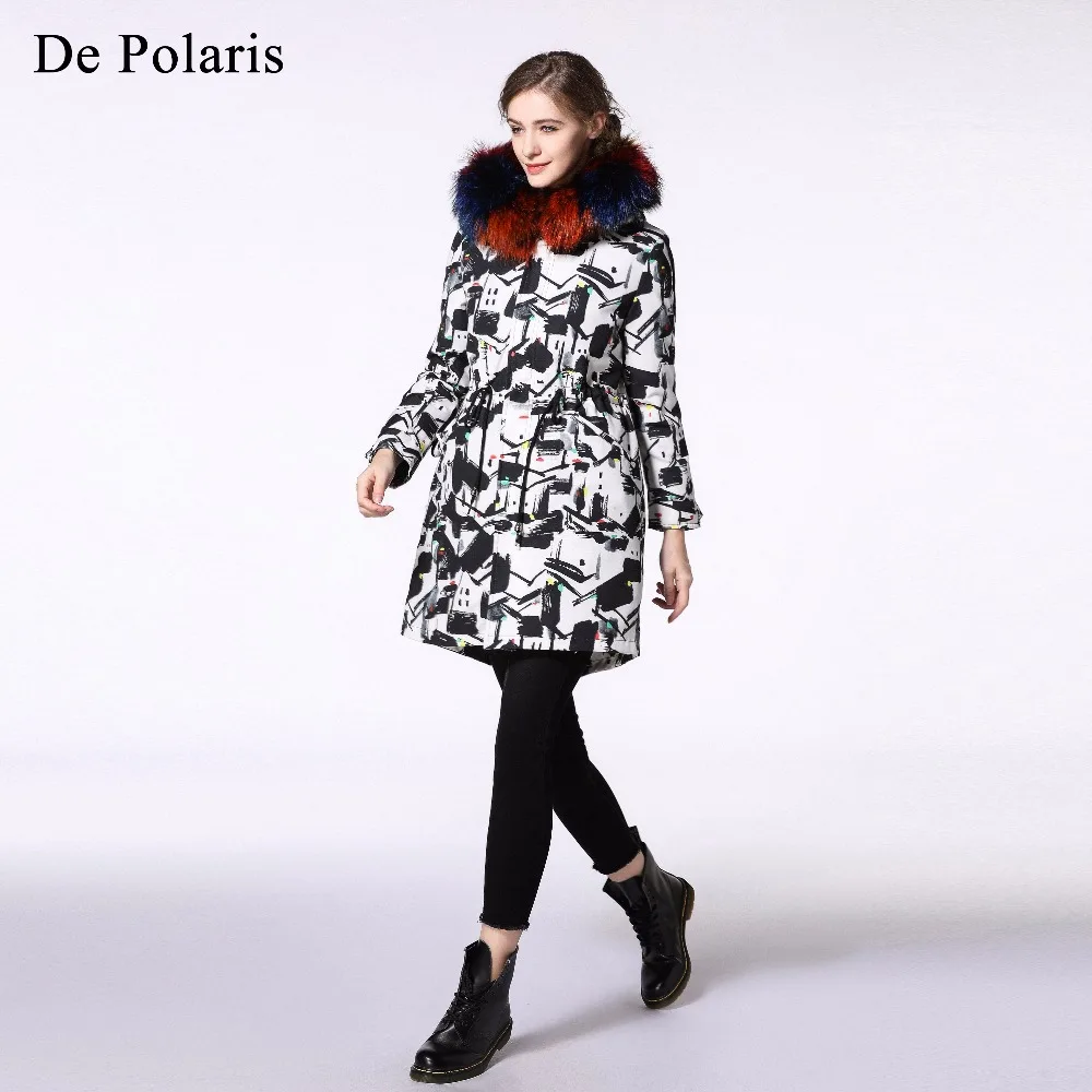 Лисий Мех Лайнер длинная парка женщина 2018 Новые пальто с мехом парки 90 см зимняя